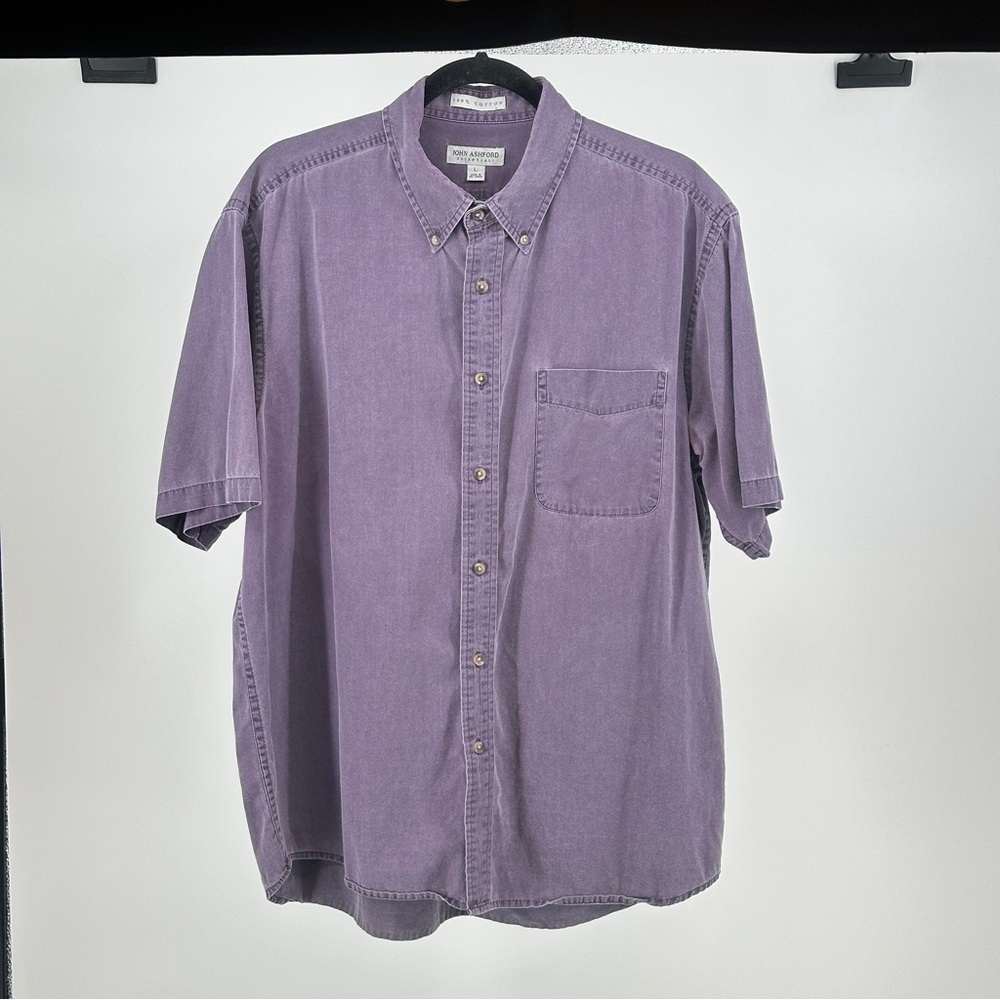 Men’s Large Vintage 90’s 100% cotton John Ashford Purple Button Down Shirt